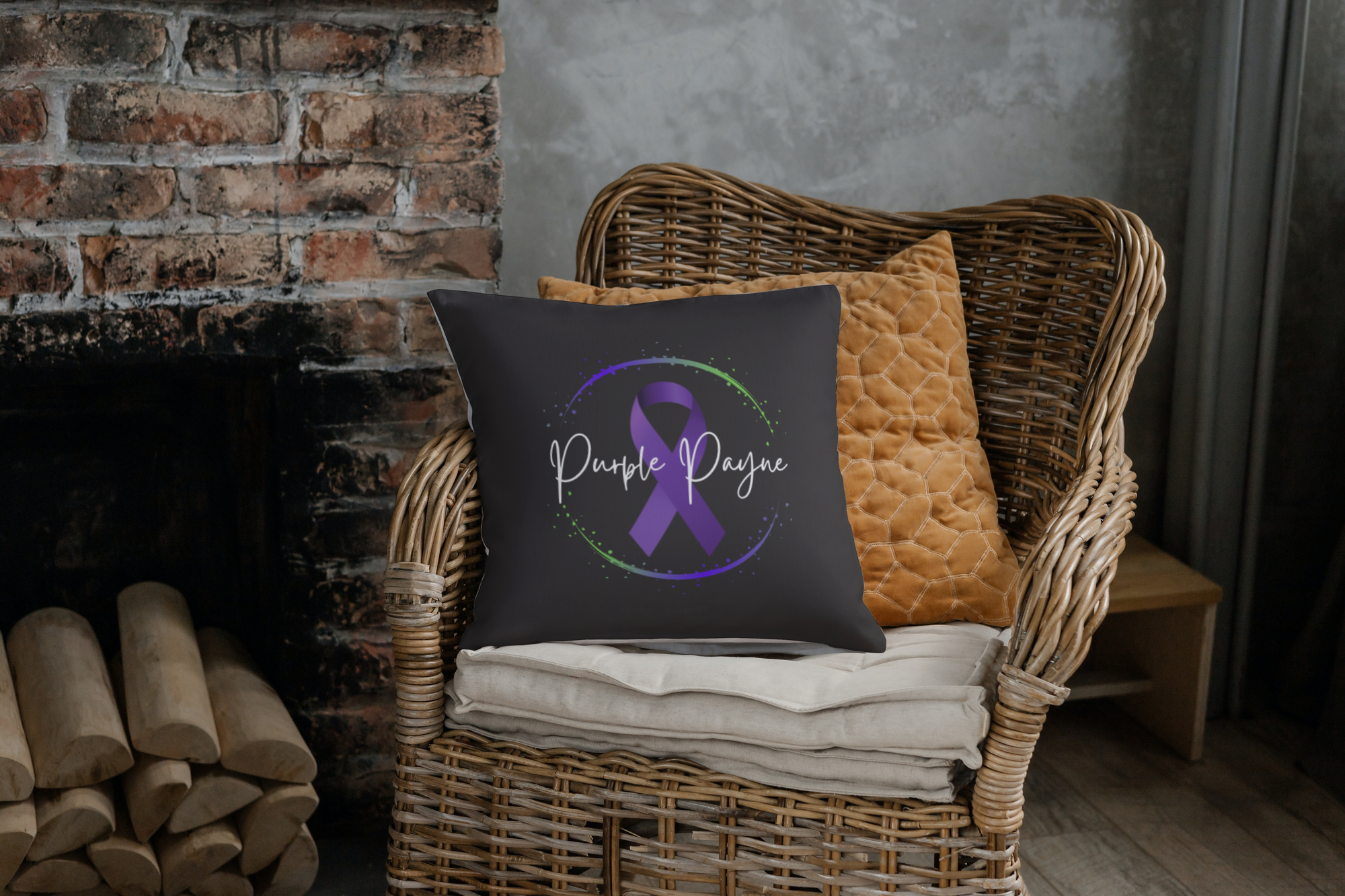 Purple Payne Ribbon Logo, Custom Pillow