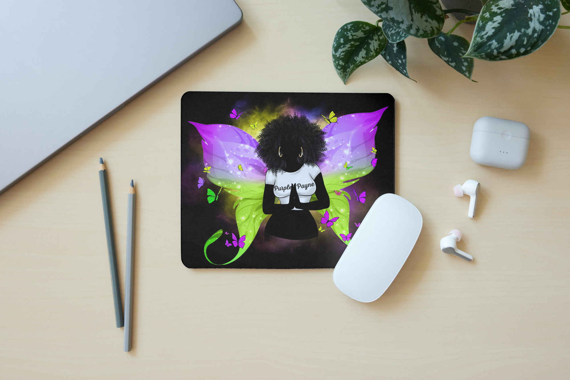 Purple Payne Butterfly Logo Mouse Pad